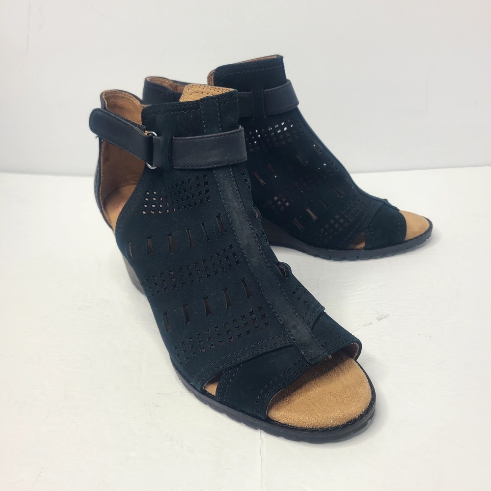 Rockport Womens Cobb Hill Lucinda Perforated Bootie‎ Black Classic Comfort 10
